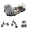 Sandálias de Flor de Cristal Femininas Yuzhihao - Sapatos Planos Transparentes Peep-Toe de Verão