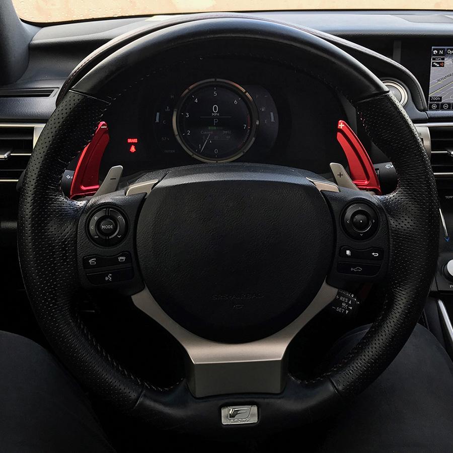 Aluminum Steering Wheel Paddle Shifter Extension For Lexus NX IS RC Red