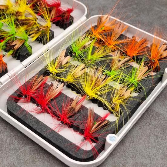 32Pcs Artificial Insect Fishing Baits with Storage Box Sharp Hook Design Waterproof Design Insect Fishing Lures Hard Baits