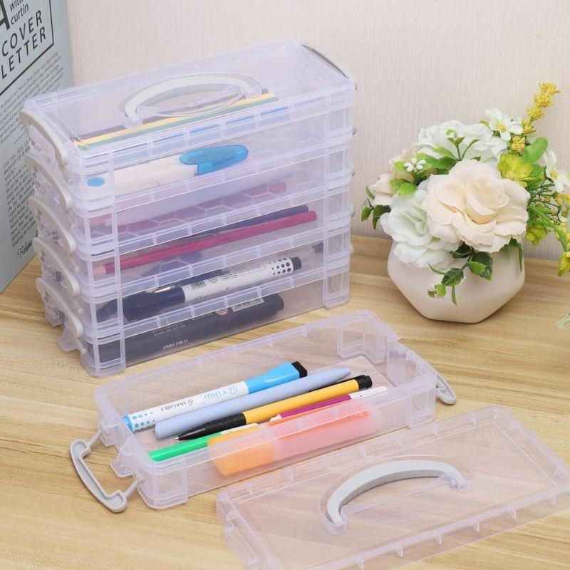 6-layer Organizer Portable Storage Box Stackable Storage Box With Lid Clear Plastic Organizer Drawers Storage Case With Handle