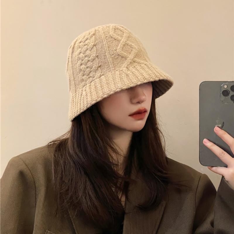 LOOKING4U Strick Zopfmuster Fischerhut C2 Beige