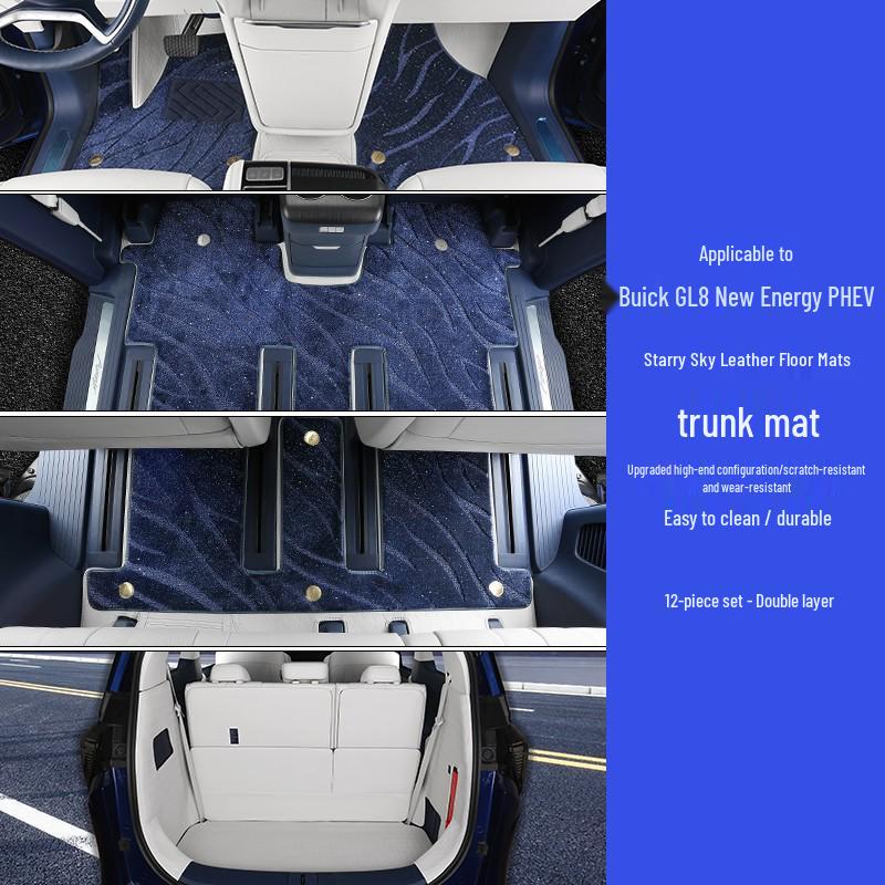 Custom Leather Floor Mats for 25 Buick GL8 Models - Full Coverage for Lu Shang New Energy Lu Zun PHEV/ES