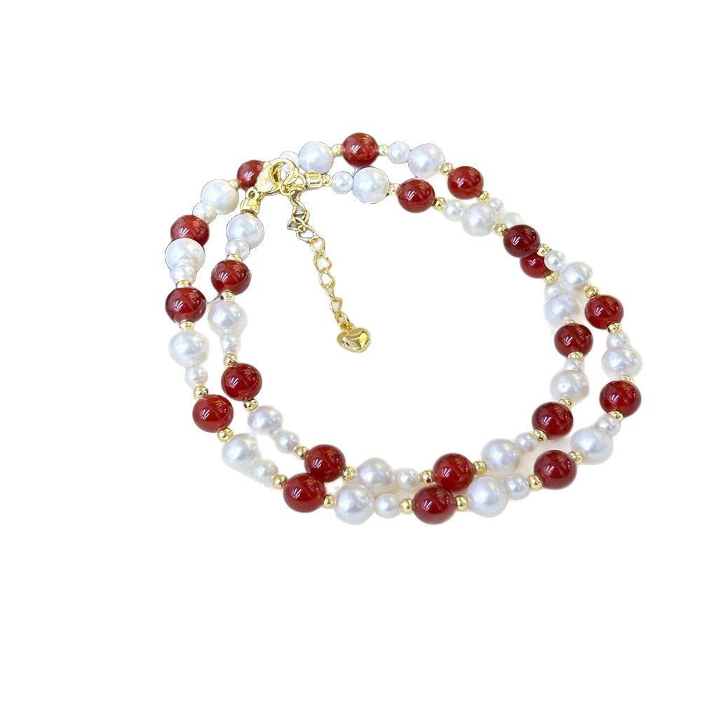 New Chinese retro Ankara agate natural freshwater pearl necklace irregular design high-end accessories women