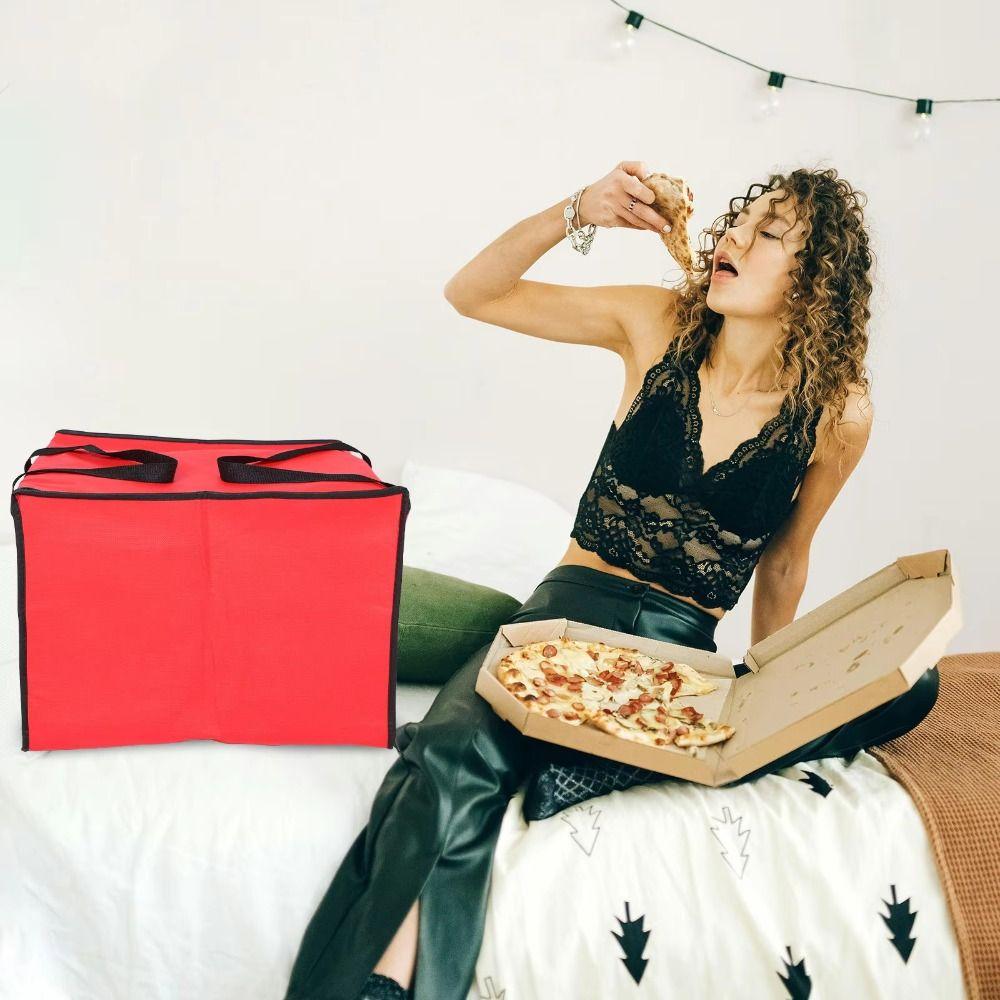 Vollständig isolierte Pizzatasche mit doppelten Reißverschlüssen, Lebensmittelliefertasche für Pizzerien