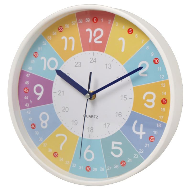

10inch Colorful Wall Clocks Silent Movement Teaching Clock For Classroom Playroom Nursery Bedrooms Kids Room 25.5cm/10inch