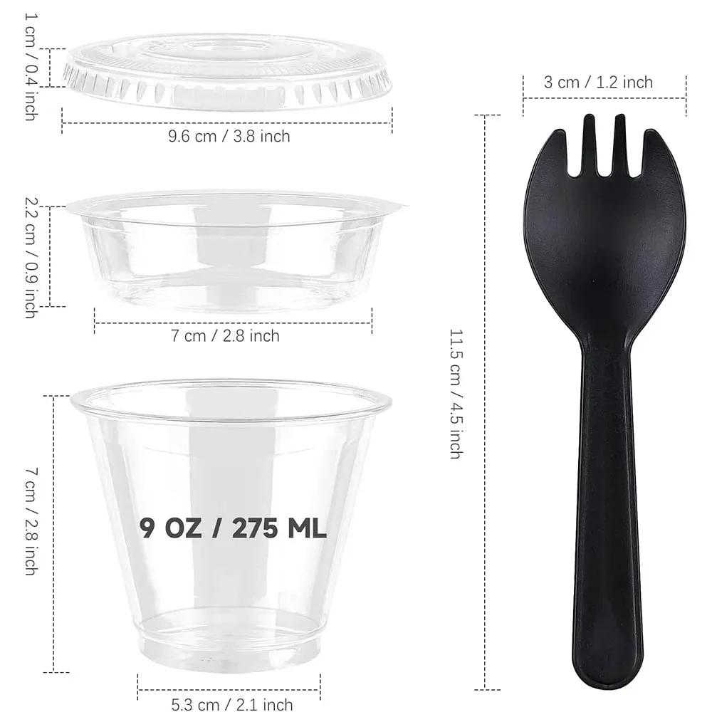 

20pcs 9oz Clear Plastic Yogurt Parfait Cups with Lids Disposable To Go Cereal Cups for Breakfast Snack Fruit, Veggies and Dips 20pcs