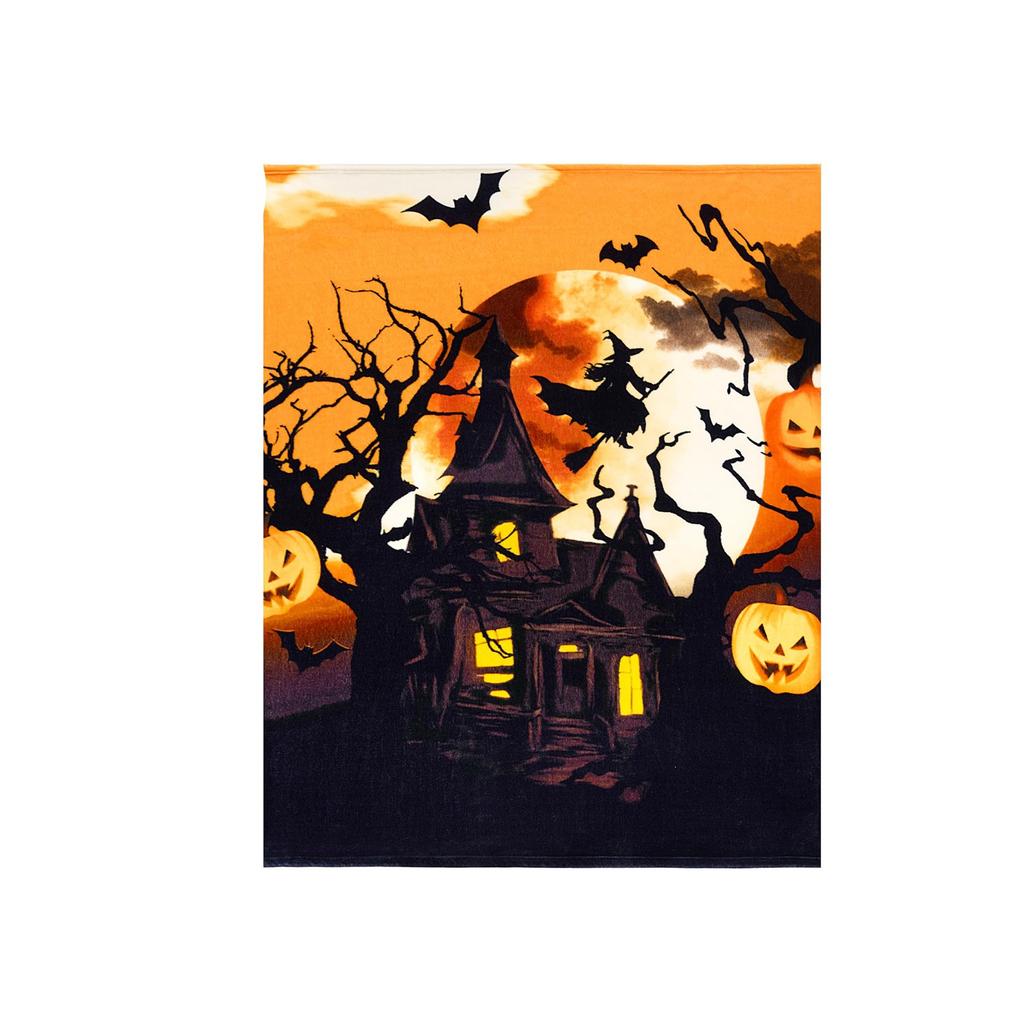 Halloween Kasteteppe Heks Mykt Plysj Koselig Flanell Halloween Teppe Dekorasjon For Fest Sofa Seng Stue