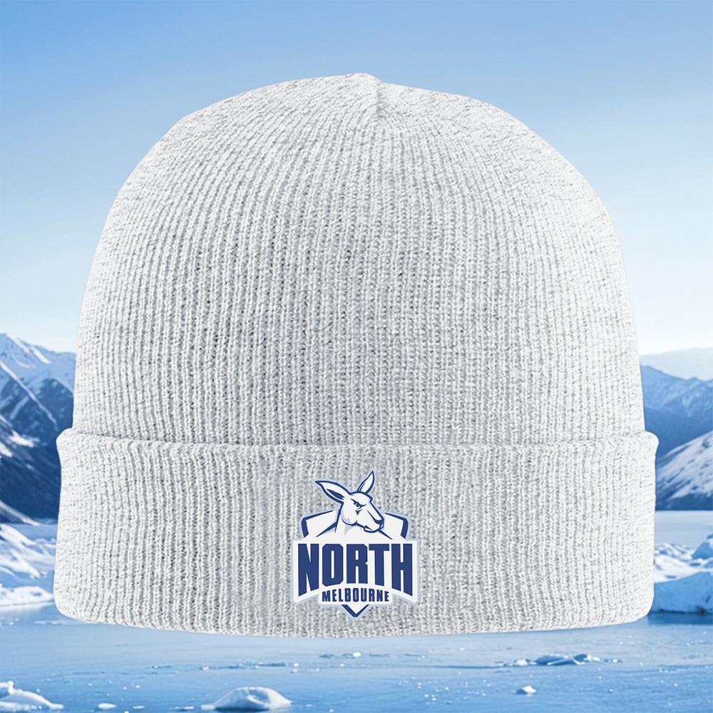 Kangaroo with words,North Melbourne logo Men Women Unisex Knitted Hat Beanie Pullover Cap Winter Thermal Warm Christmas Outdoor