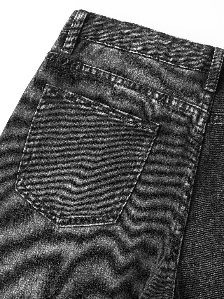 Teen Girls' Adjustable Waist High-Waisted Wide-Leg Jeans - Simple Design