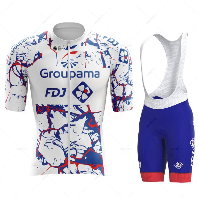 Cyklistické dresy 2026 Fdj Pánské cyklistické oblečení Letní krátký rukáv MTB Cyklistický oblek Oblečení na kolo Ropa Ciclismo Hombre