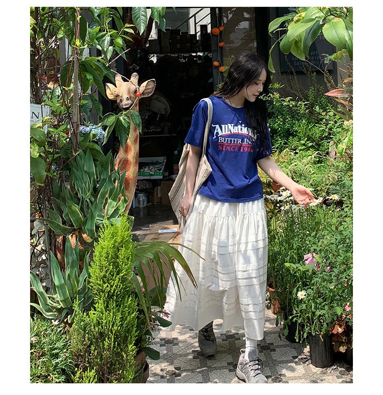 2024 Korean Casual Letter Print Slim Fit Cotton T-Shirt for Women – Short-Sleeved and Stylish