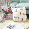 Housse de Coussin Décorative Flamant Rose Plantes Tropicales d'Été Feuilles Vertes Housse de Coussin à Jeter Housse de Coussin Flamant Rose