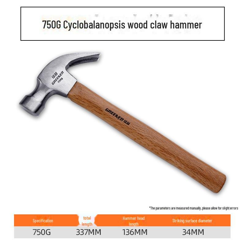Green Forest Shockproof Fiberglass Claw Hammer - Heavy-Duty, Shock-Absorbing Universal Striking Tool.