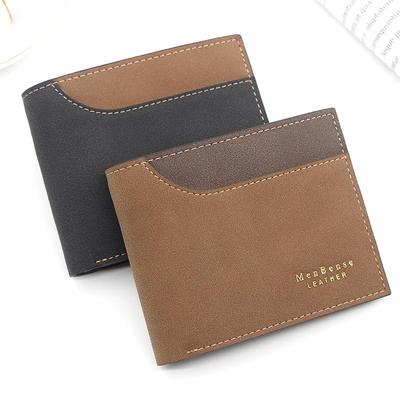 Portafoglio Trifold Corto da Uomo MenBense con Finitura Opaca Dorata a Rilievo e Pagina Rimovibile