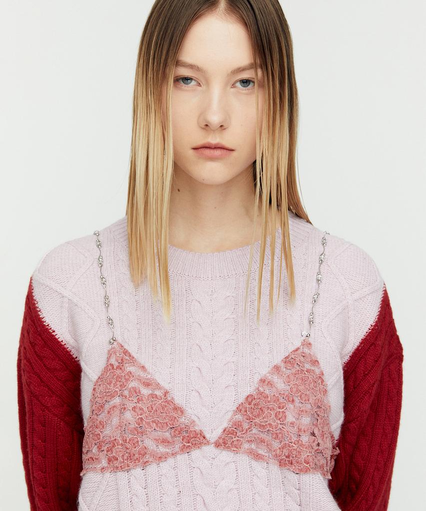 ADSB ANDERSSON BELL Lace Lingerie Boyfriend Fit Knit Atb1183W(Pink)