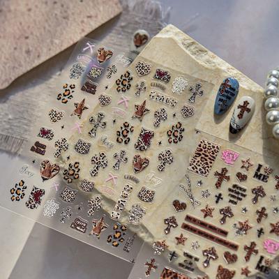 1 pezzo 5D Adesivi per Unghie Retrò, Decalcomanie per Unghie con Stampa Leopardo, Adesivi Autoadesivi per Unghie, Accessori Decorativi per Unghie Fai da Te, Forniture per Unghie