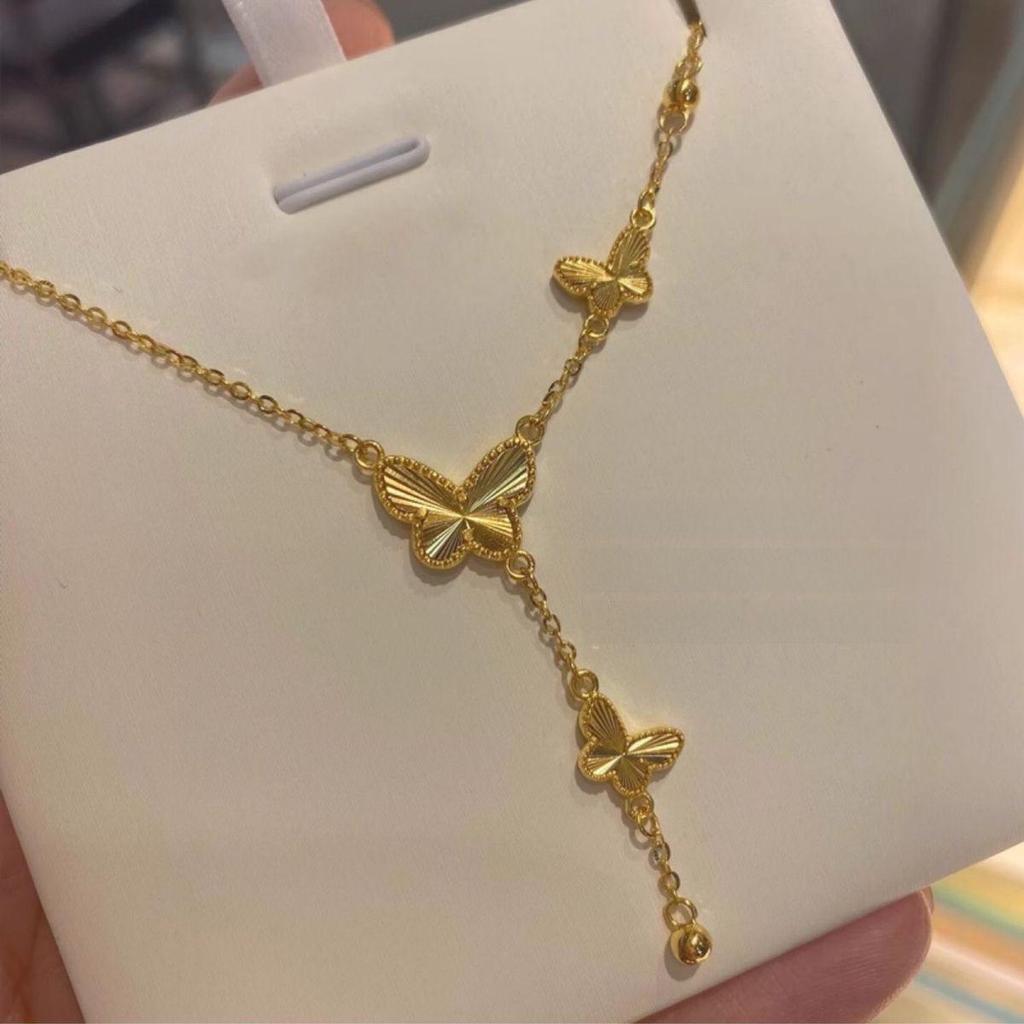 Gold-Plated Butterfly Necklace - Women's Luxury Clavicle Chain Jewelry