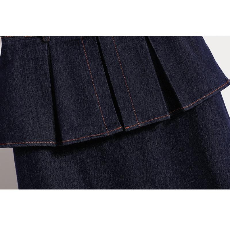 DIMANAF 2026 Plus Size Summer Denim Skirts Women Blue Fashion Jeans Lady High Waist Casual Elegant Skirt