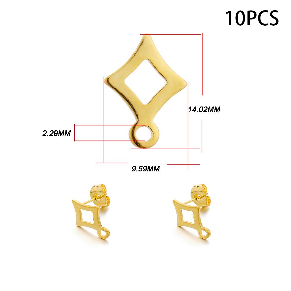 10-20pcs Stainless Steel Blank Earring Stud Golden Earrings Base With Earring Plug Connectors For DIY Jewelry Making Accessories