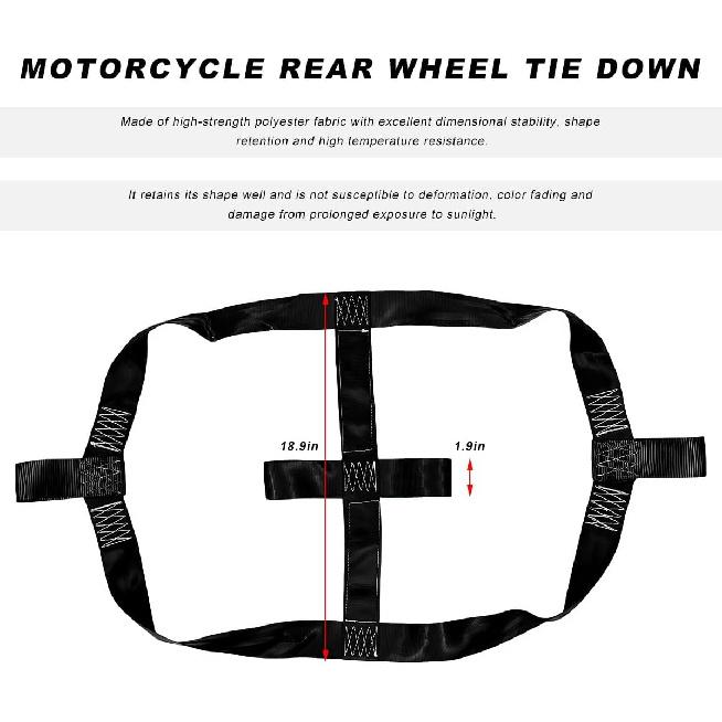 Motorcycle Rear Wheel Tie Down Strap, Transport Balance Tire Straps Strong Polyester Handlebar Belt, Universal Heavy Duty Rear Wheel Strap for