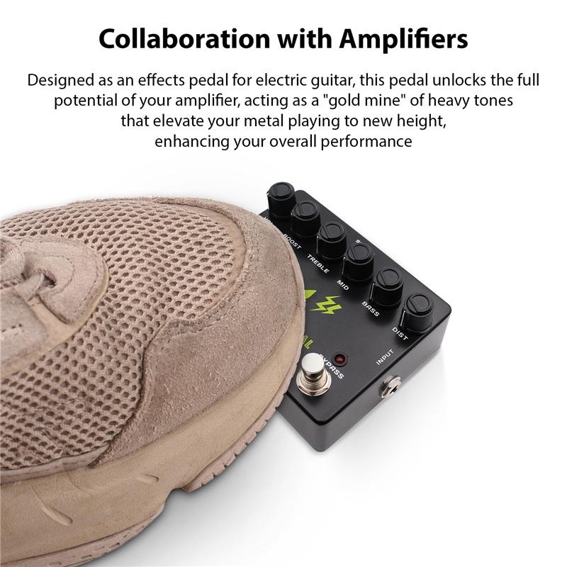 Guitar Effects Heavy Metal Boost Guitar Pedal To Metal Effects Stompbox with 3 Band EQ Mid Focus Electric Guitar Effects Pedal