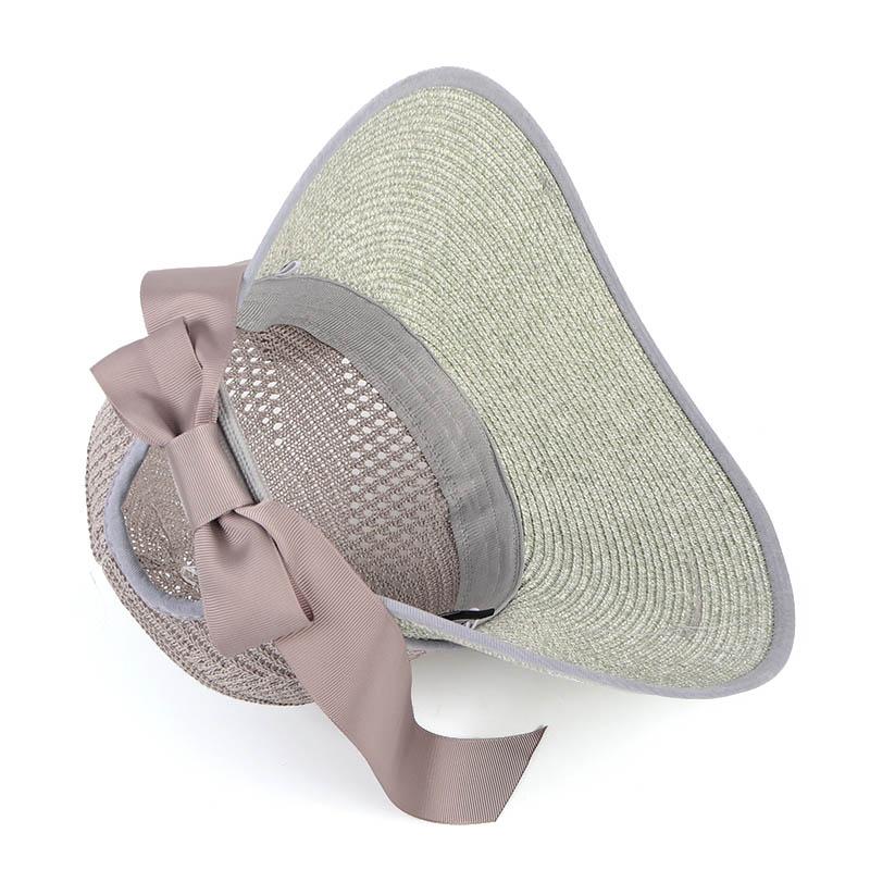 

Summer Sun Hat Women Beach Accessories Wide Brim UV Protection Visor Sunshade Cap Ladies Bowknot Korean Panama Floppy Sunhat 56-58cm серый
