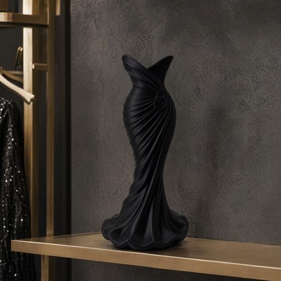 DYS 3D Printed Evening Gown Shaped Vase, Elegant Dress Sculpture Flower Pot, Minimalist Home Ornament for Entryway Side Cabinet
