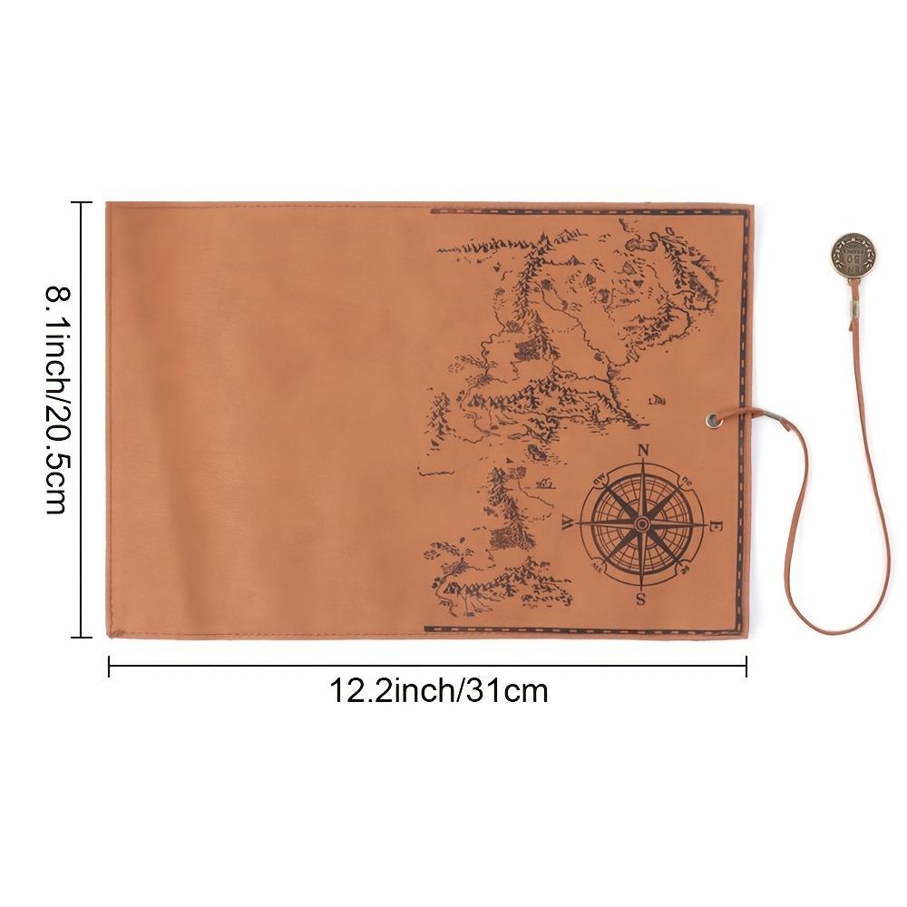 Creative Treasure Map Vintage Canvas Leather Large Capacity Roll Pencil Bag
