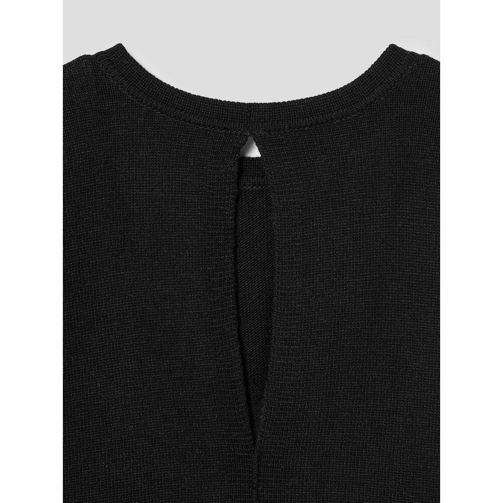 Anggae Lambswool Blend 2Holes Solid Pullover Black