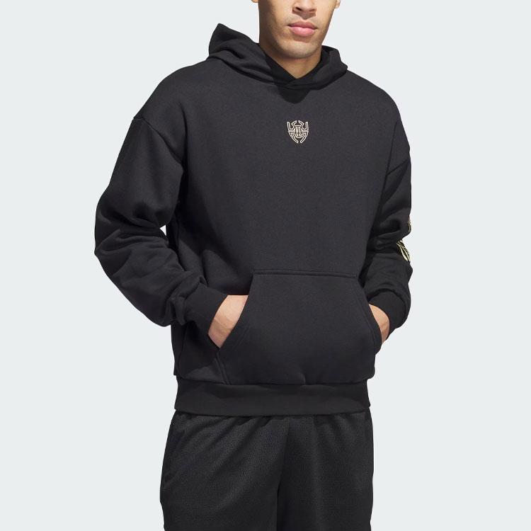 adidas PRZYWDZIEWAĆ. Wybierz Bluzę z Kapturem Wzór z Literami Nadruk Mitchell Koszykówka Sportowa Bluza Męska bluzy Czarna IJ0273