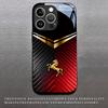 Goldenes Pferd Schwarz und Rot Glas Handyhülle Geeignet für iPhone 17 16 15 14 13 12 11 Pro/Max/Plus Sturzfest und Stoßfest