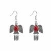 Turquoise Earrings, Bohemian Palm Owl Bronze Engraved Geometric Dream Catcher Feathers Fringed Earrings