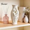 Abstract Body Art Vessel Human Vase Statue, 3D Printed Embracing Couple Sculpture Vase, Home Accent Ornament Decorative Dry Flower for Entryway Living