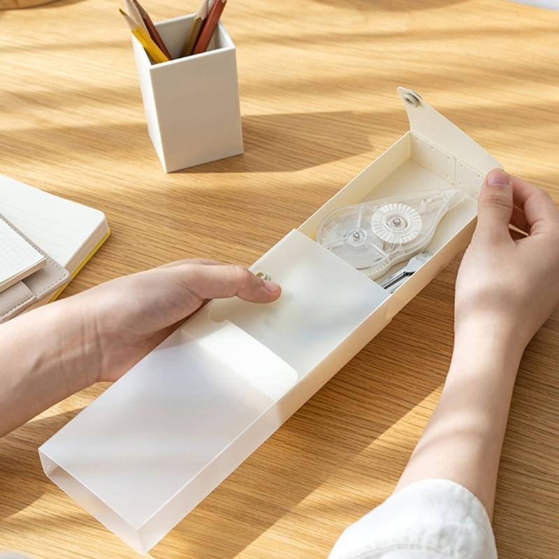 2Pcs Plastic Pencil Box Large Capacity Pull out Pen Case Sketch Pencils Organiser Case Coloring Pencil Container