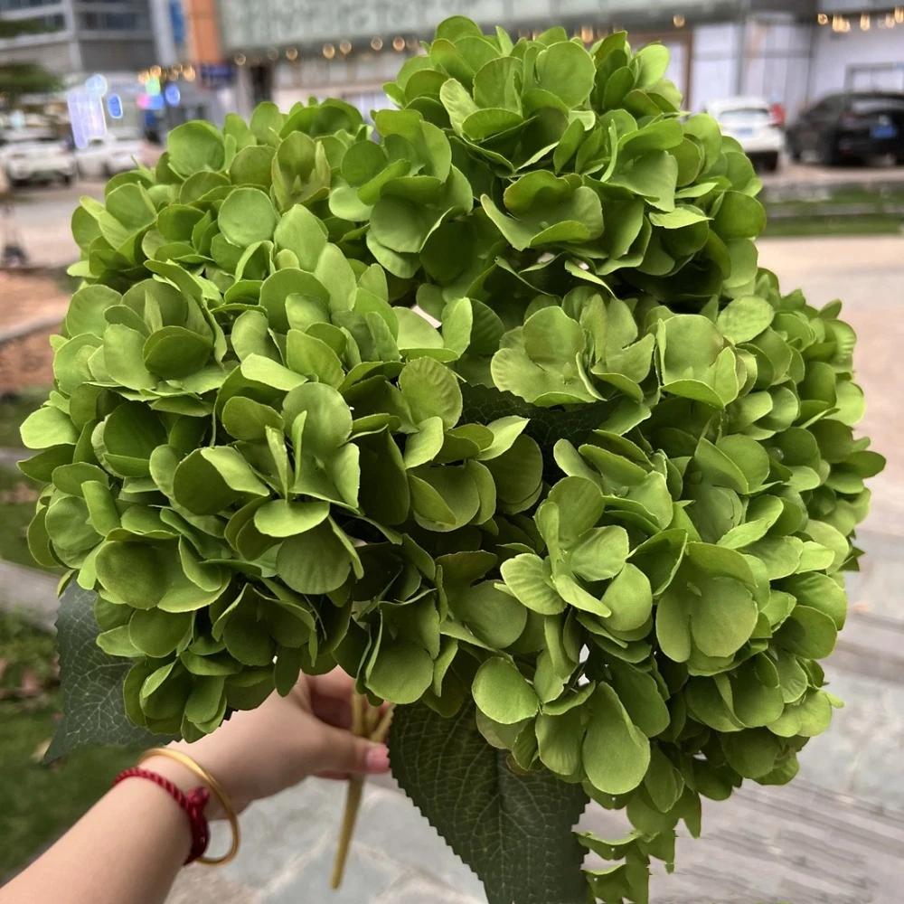 5 Heads Artificial Hydrangea Flower Silk DIY Bridal Hydrangea Bouquet Large Size Simulated Wedding Floral for Home Party Wedding
