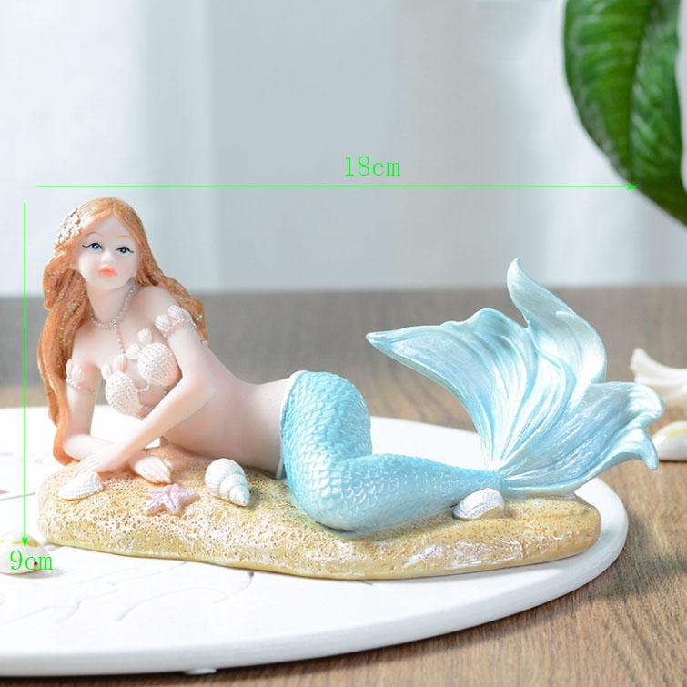 Nordic Resin Cute Mermaid Princess Figurines Fish Tank Ornaments Kawaii Decor Home Furnishing Decoration Crafts Birthday Gifts