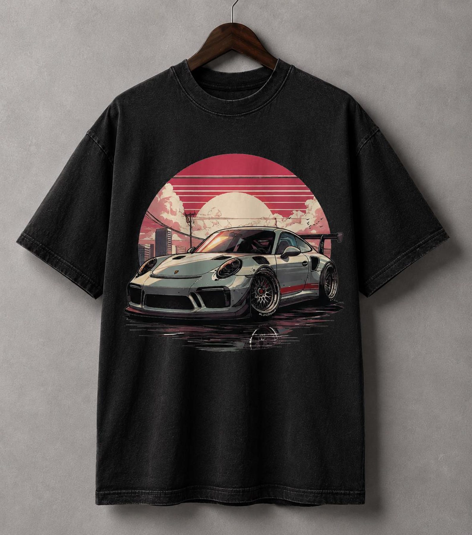 Retro JDM Sports Car Sunset Graphic Tee – Japanese Racing Streetwear Shirt XL