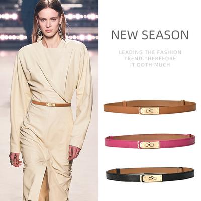 Mary All-Match Retro Waist Decorations Women's Thin Belt Women's Genuine Leather Korean Fashion Girdle Thin Belt Women's Dress
