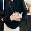 French Elegant Women Pu Shell Shoulder Bags Large Capacity Ladies Clip Crossbody Bag Pleated Cloud Design Pearl Handbags Clutch