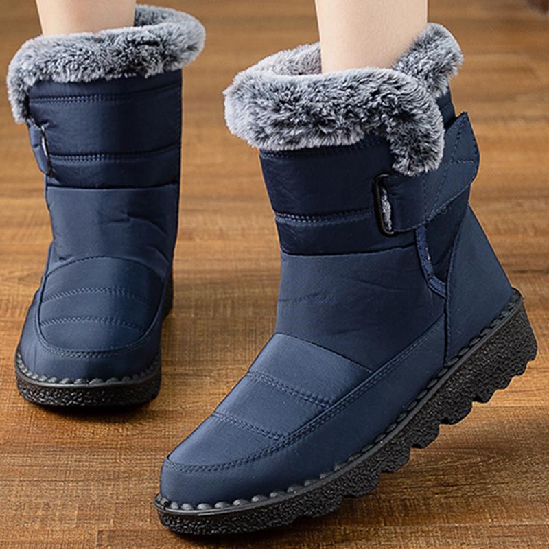 Damenstiefel Neue Winterstiefel für Damen Winterschuhe Niedriger Absatz Fell Botas Mujer Schneestiefel Wadenhoch Damen Elegantes Schuhwerk Weiblich
