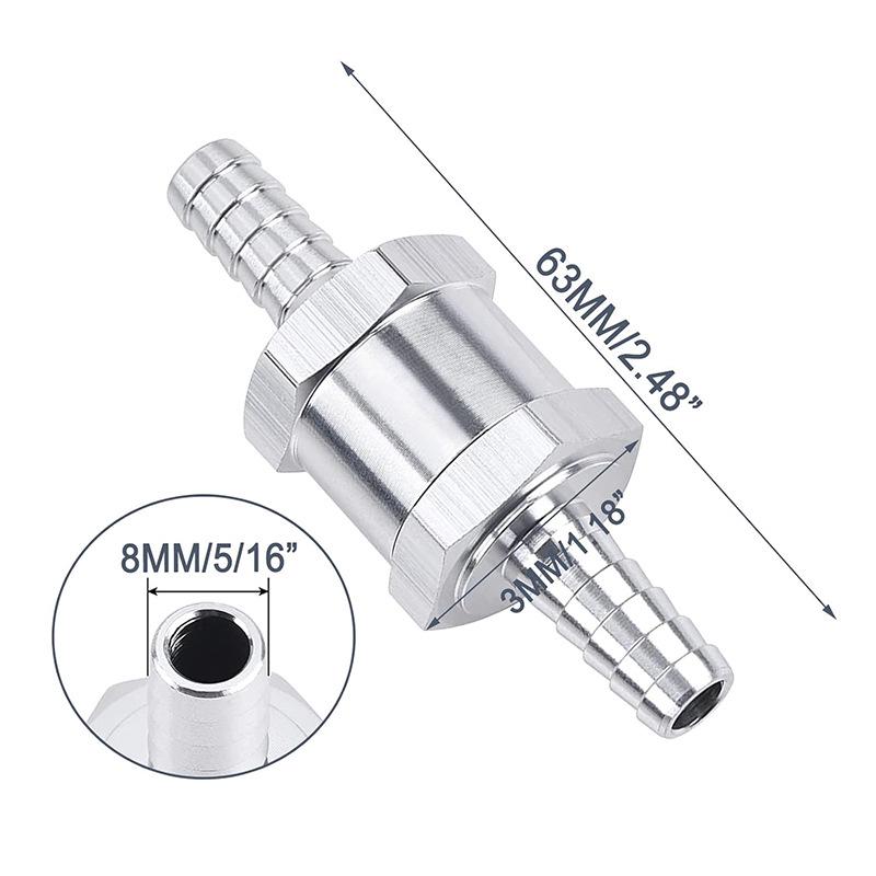 Aluminum Alloy Universal One-Way Check Valve for Car, Boat, Machinery, Gas, Oil, Diesel (6-10mm)
