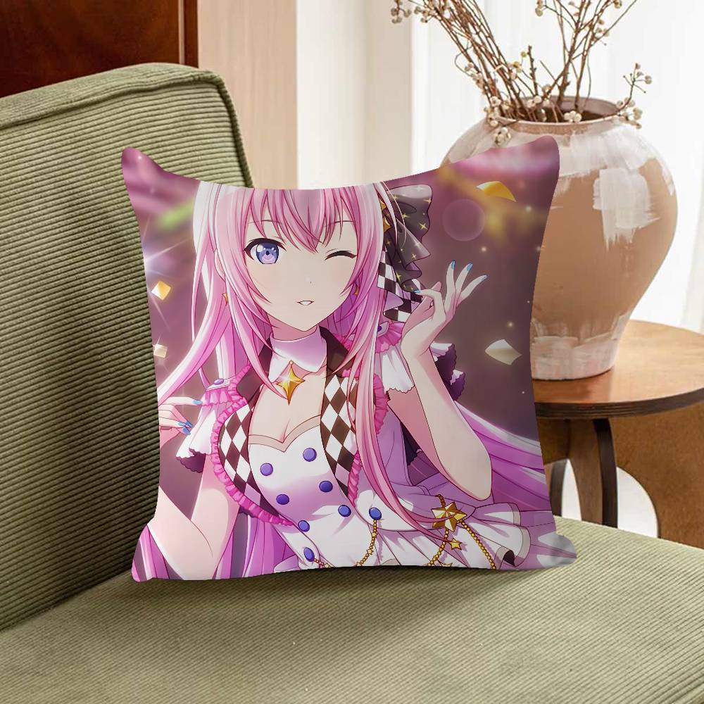 M-Megurine Luka Office Cushion Pillowcase Car Cushion Cover45X45CM Lumbar Pillowcase Sofa Pillowcover