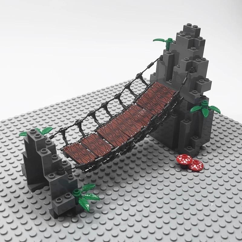 Drawbridge Set Mountain Bridge Stone Classic MOC Bricks Accessories Constructor Building Blocks Parts 6083 23996 63141