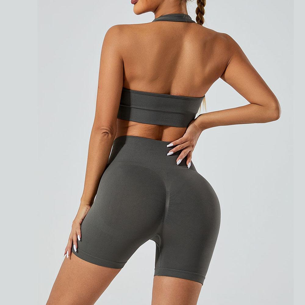 New Seamless High Stretch Yoga Shorts, Neck Hanging Sports Bra, Underwear, Running And Fitness Pants, Yoga Suit Set For Women