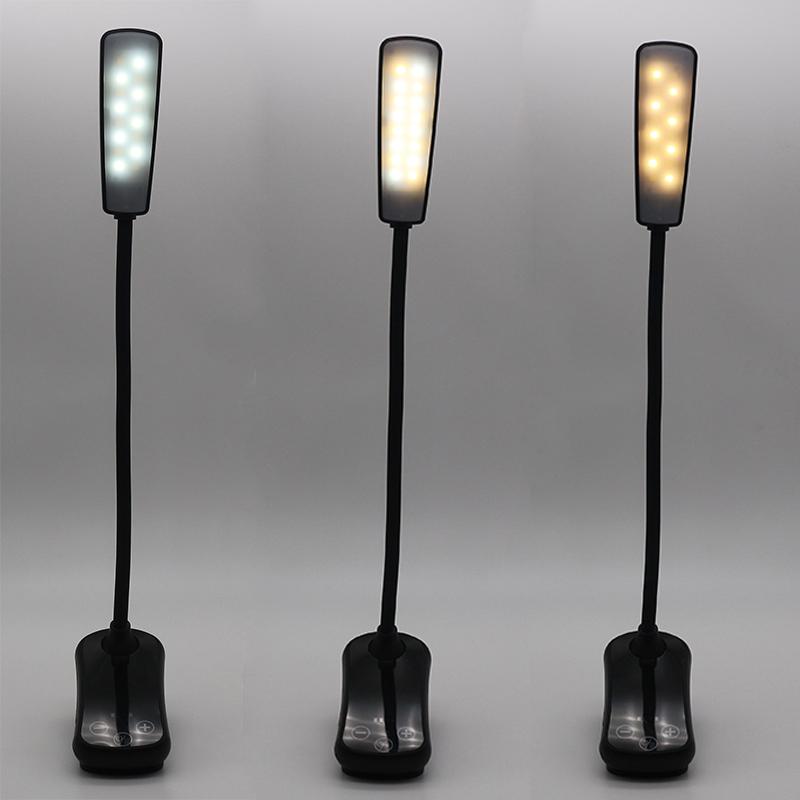 Modern Mini Clip On Flexible Gooseneck With 8 Levels Brightness USB Type-C Rechargeable Led Book Reading Lights For