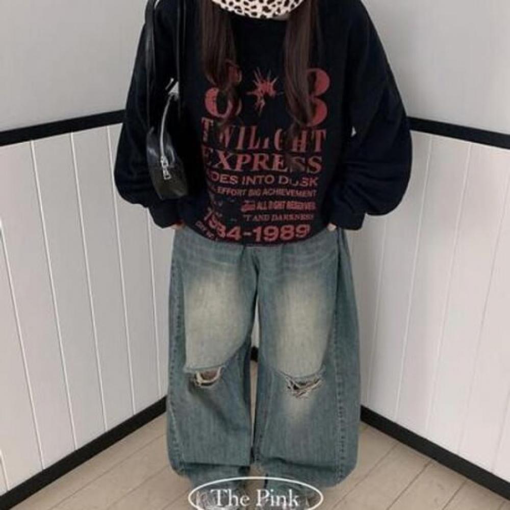 The Pink Oversized Crack Print Sweatshirt