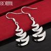 925 Sterling Silver Fashion Gift Wavy Pendant Pierced Earrings