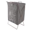 Iron Frame Folding Dirty Clothes Basket with Handles Waterproof Cotton Linen Foldable Laundry Storage Basket