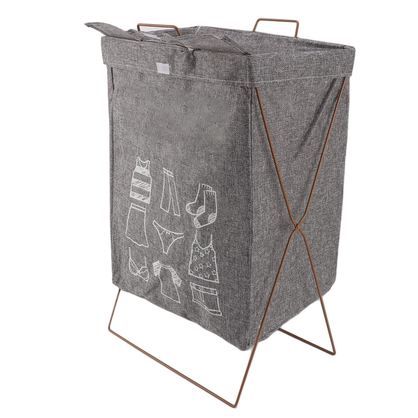 

Складная корзина для грязного белья с ручками на железном каркасе, водонепроницаемая, из хлопка и льна, складная корзина для хранения белья серый