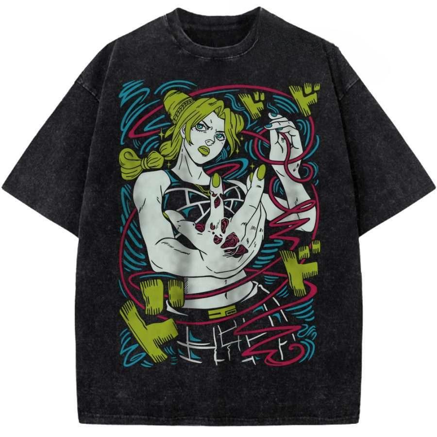

Anime JoJos Bizarre Adventure Zeppeli Gyro Graphic T Shirt Men Women Clothing Casual Tshirt Washed Cotton Tee Harajuku Tshirt S